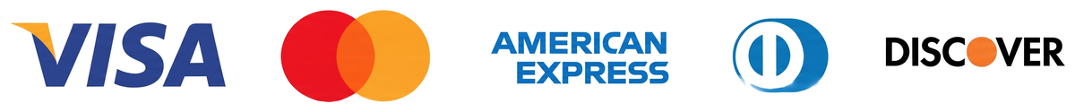Cards accepted at the seller checkout: Visa, Mastercard, American Express, Diners Club and Discover